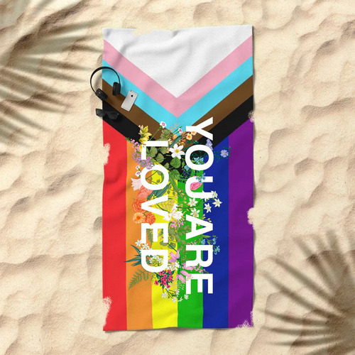 Toalla Pride Flags Orgullo Lgtbiq+ Microfibra Secado Rápido Color You Are Loved You Are Loved