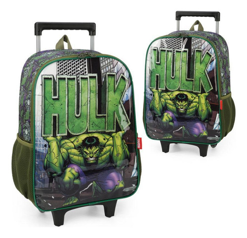 Mochila Rodinhas Escolar Marvel Incrível Hulk Luxcel