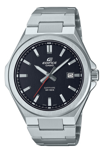 Reloj Casio Edifice Modelo Efb-108 Caratula Negra Color de la correa Plateado Color del bisel Plateado Color del fondo Negro
