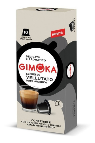 Cápsulas De Café Espresso Vellutato Gimoka P/nespresso X 10