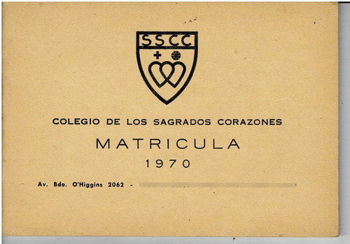 Revista Sscc Matricula Colegio Sagrados Corazones 1970