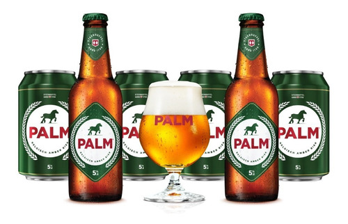 6 Pack De Cervezas Belgas Palm De 330 Ml + Copa Original.