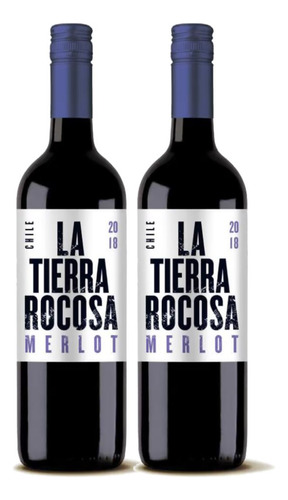Kit 2 Vinhos La Tierra Rocosa Merlot Tinto Chile 750ml