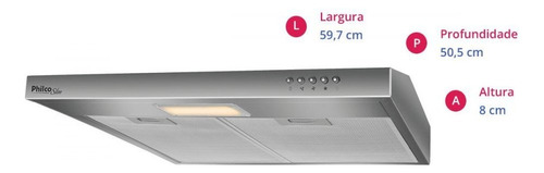Depurador E Exaustor Slim Pdr60i 60cm Inox Philco 220v Prateado