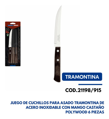 21198915 Tramontina Juego Cuchillos Asado 6 Un. Churrasco