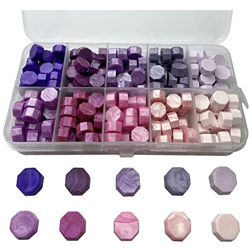 Kit De 200 Sellos De Cera Rosa Morado 10 Colores De Per...