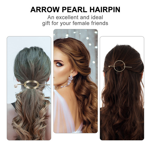 Hebilla De Pelo Simple Arrow Pearl, 6 Unidades