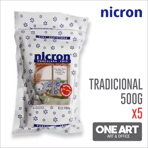 Porcelana Fria Nicron Tradicional X 500g Blanca X 5 Unidades