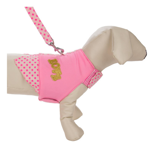 Cuecue Pet Pink Love Polka Dot Ahoque Free Arnés Con Correa, Rosa.