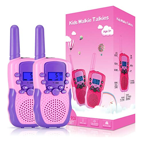 Walkie Talkies Para Niños 22 Canales Radio Rosa Morado