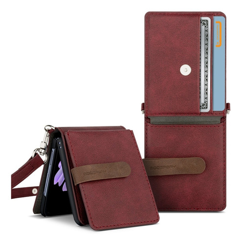 Imagen 1 de 9 de Funda Cartera Tarjetero Desmontable Correa Galaxy Z Flip3