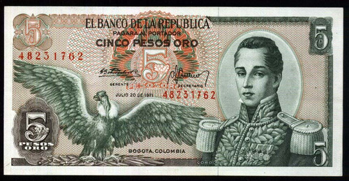 Colombia 5 Pesos Oro 