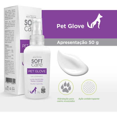 Pet Glove Soft Care Loção Hidratante Luva Pet Society 50g