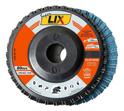 Kit 10 Discos De Lixa Flap Super Lix 4.1/2'' 115mm Grão 80