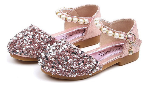 Zapatos De Princesa De Niña Con Lentejuelas Y Perlas A