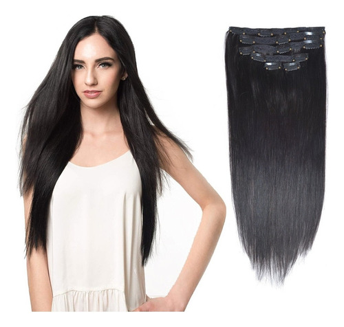 Cabelo Humano Remy 50cm Liso Tic Tac Preto