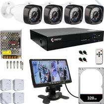 Comprar Kit Cameras De Segurança Residencial Hd Com Monitor 7 Pol. Cor Dvr Protec Com Cameras Hd