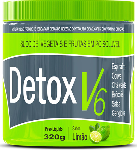 Zumo verde natural Detox V6 - Manténgase bien - 320 g