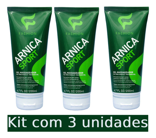 Kit C/3 Gel Massageador Arnica P/ Dores Musculares Massageem