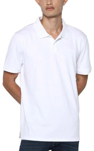 Polo Calvin Klein Solid Interlock Blanco Hombre 40m6718-122