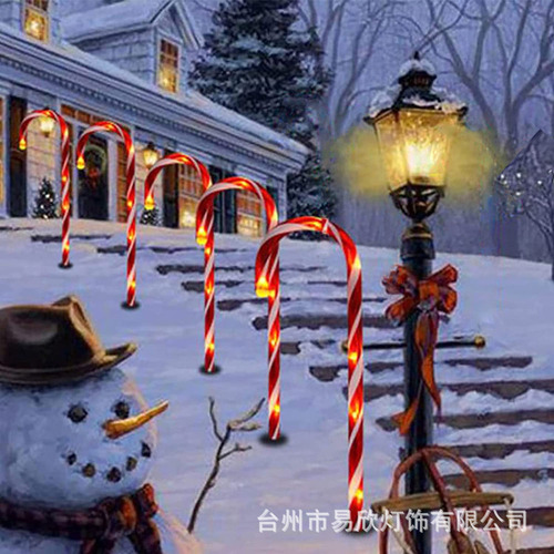 4pzs Navidad 1 Tow 5 Candy Cane Solar Lights
