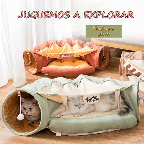 Túnel Plegable Con Cama Y Hamaca Para Gato