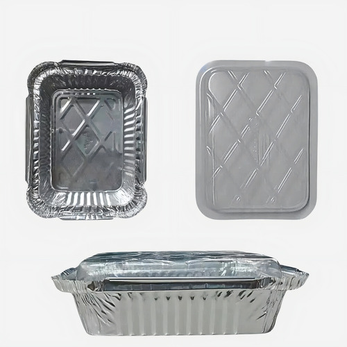 Pote Para Alimentos Hermético Almoço Embalagem Bompack Bandeja Retangular Marmita 250ml Alumínio - Kit Com 200 Unidades