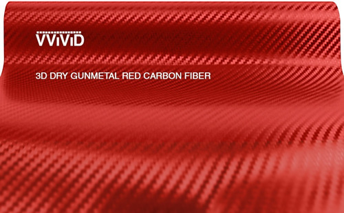 Vinilo Auto Ploteo Fibra Carbono Rojo Satinado 0,5 X  0,5