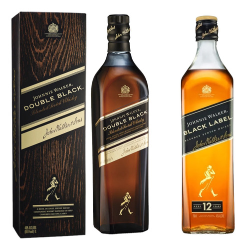 Whisky Johnny Walker Double Black 750ml + Black Label 750ml.