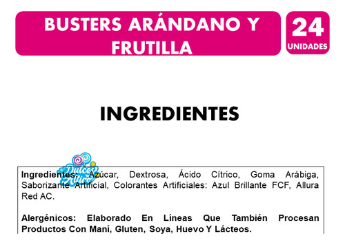 Busters - Dulces Ácidos Sabor Arándano Y Frutilla Mabú 24 Un