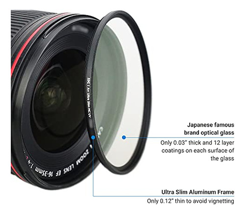 Filtro Uv Multicapa Jjc De 55 Mm Para Nikon D3500 D3400 D560