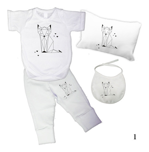 Ajuar Bebe Body Animalitos 4 Piezas Personalizado C/nombre