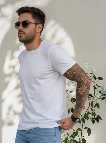 Camisa Básica Masculina Algodão Slim Fit Blusa Premium Lisa