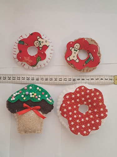 Set De Donas De Tela Para Decorar Navidad 