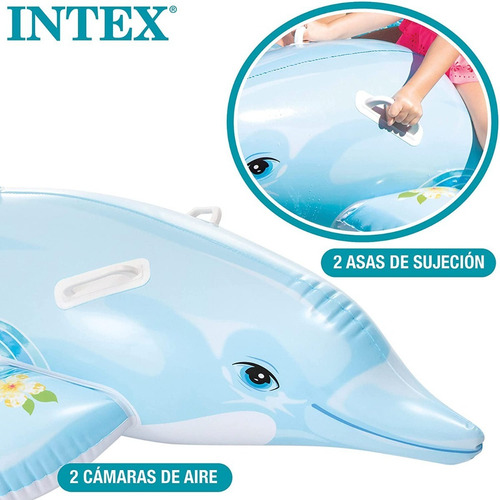 Montable Flotador En Forma Delfín Intex Celeste