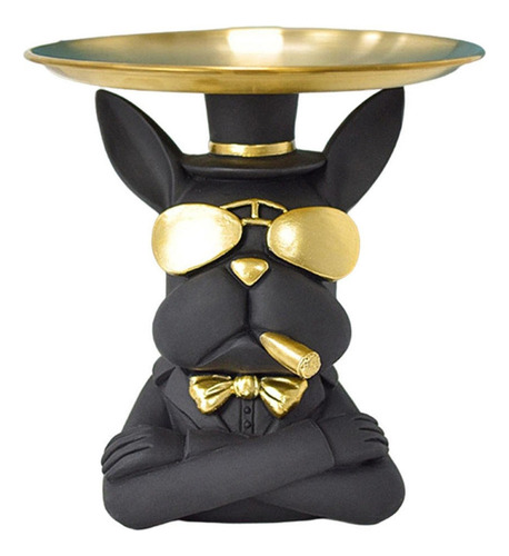 Perro Bulldog Escultura Moderna Decoración Del Hogar Negro .