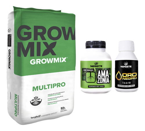 Sustrato Growmix Multipro 80lts Con Amazonia Oro Negro 100cc