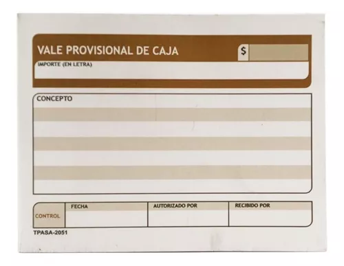 Block Vale Provisional De Caja Tamaño 1/4 Carta C/50 Hojas | Meses sin  intereses