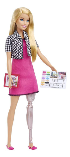 Muñeca De Diseñador De Interiores Barbie, Vestido Rosa Y Cha