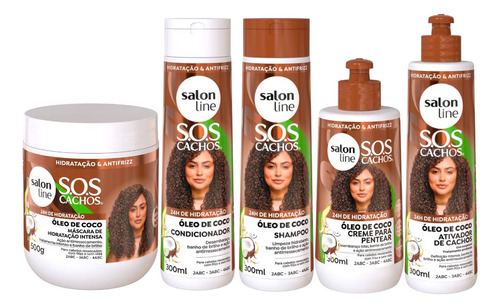 Coco Sos Cachos Salon Line Kit Tratamento Com 5 Produtos