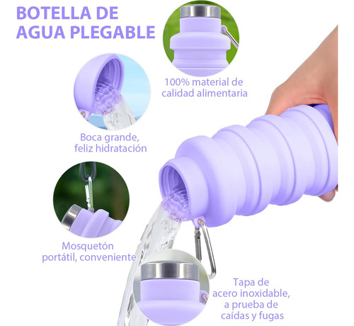 Botella De Agua Plegable, 500ml Botella De Agua Deportiva