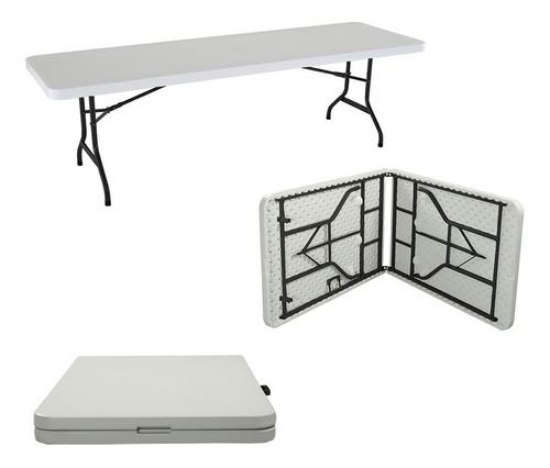 Jardimex mesa plegable plástico 244cm color blanco