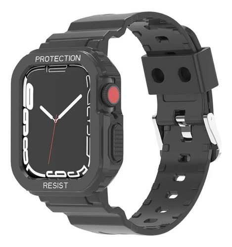 Pulseira Capa Armadura Tpu Para Apple Watch 45mm Series 8 Cor Preto Fosco