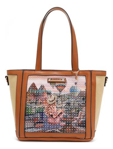 Bolsa Satchel Nicole Lee Estampada De Tela Con Textura Ss24 Color Heaven On Earth