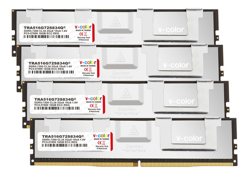 V-color Ddr5 64gb (16gbx4) 7200mhz Cl34 2gx8 1rx8 Oc R-dimm