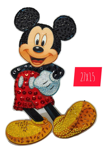 Parche Aplique Mickey Dísney Mickey Mouse Bordado Murga Rojo