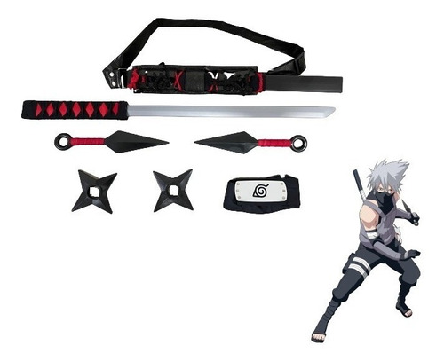 Espada Katana Kakashi Hatake + 2 Shuriken + 2 Kunai +bandana