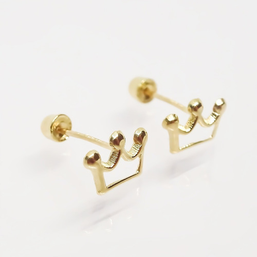 Amor Eterno - Broqueles Aretes / Corona Silueta / Oro 10k