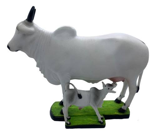 Escultura De Vaca Nelore Com Filhote Em Resina