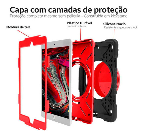 Capa Shock Tablet Galaxy Tab A 8 (2019) T290 T295 + Película Cor Azul Escuro-Azul Claro